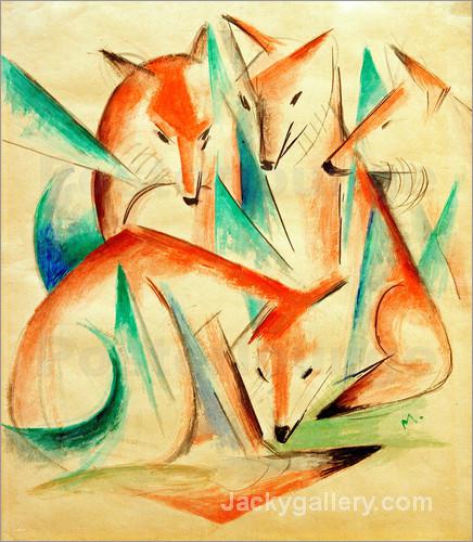 Four Foxes by Franz Marc paintings reproduction